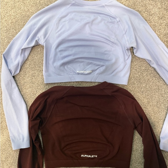 Alphalete Long Sleeve Crop Tops in light purple and burgundy- never worn. - Picture 2 of 2
